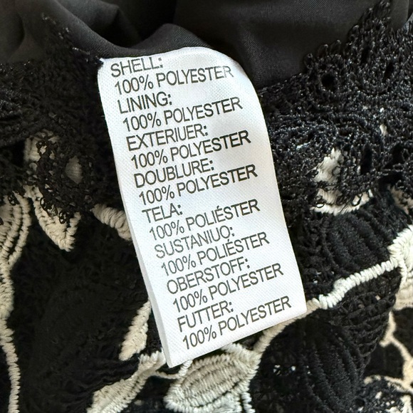 Shani NWT Black/White Two Tone Lace Bateau Neck Ruffle Hem Dress - Picture 6 of 10